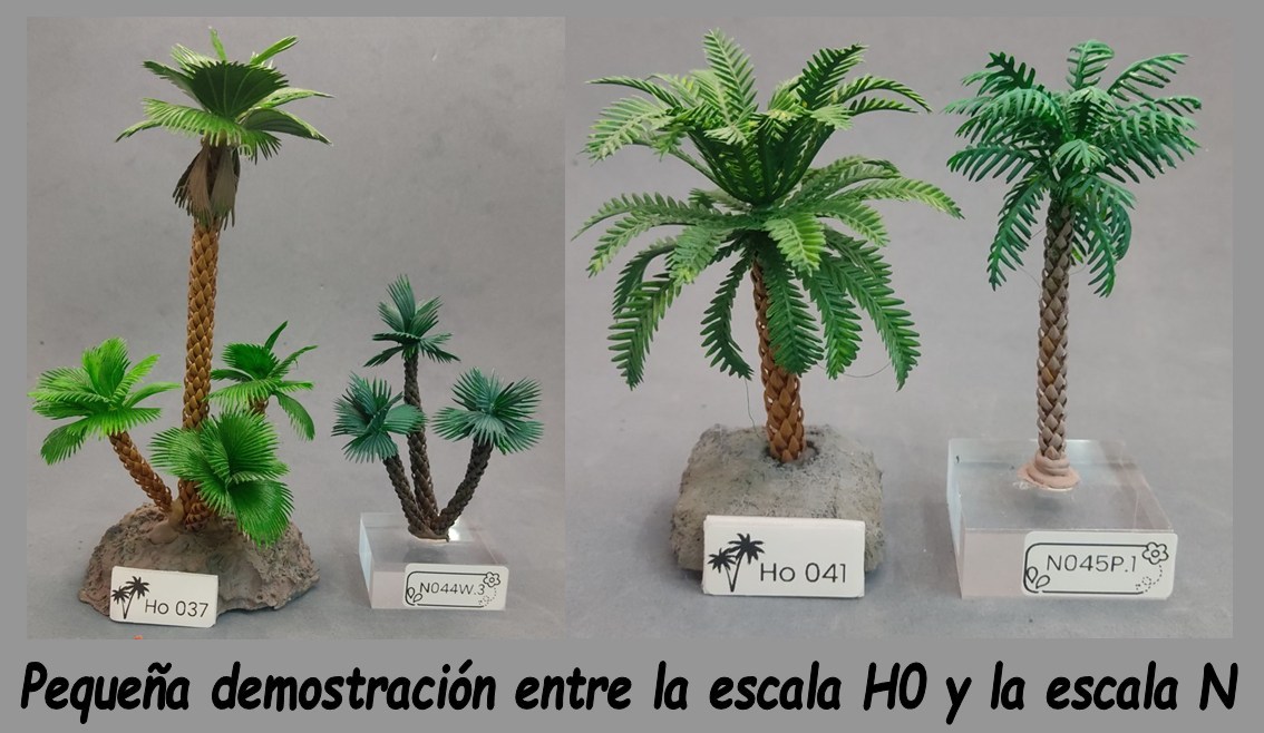 Pequeña demostración entre la escala H0 y la escala N: modelos Ho 037 y Ho 041 frente a N044W.3 y N045P.1 de Nature Center